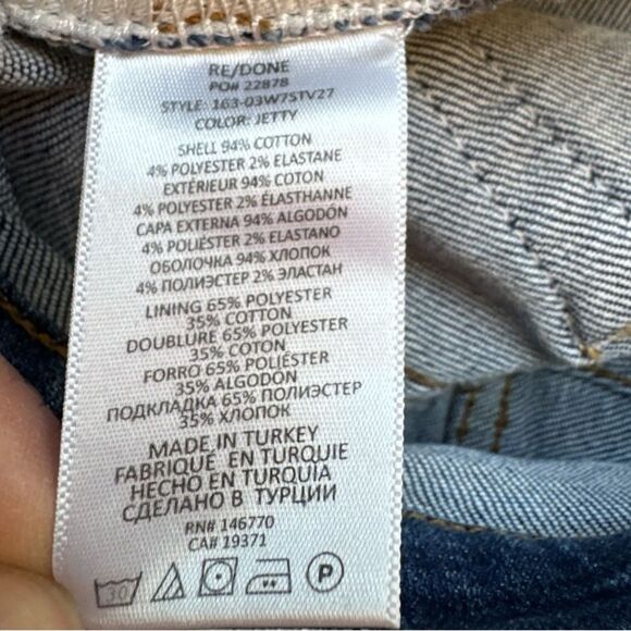 Re/Done 70s High-Rise Stove Pipe Comfort Stretch Raw Hem Denim Jeans Size 26 - Picture 13 of 15